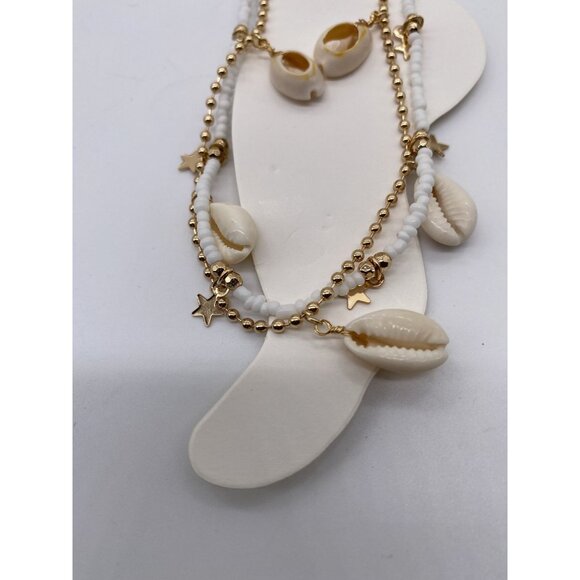 Sea Shell Anklets With Star Charms Gold & White  For Women - Picture 4 of 5